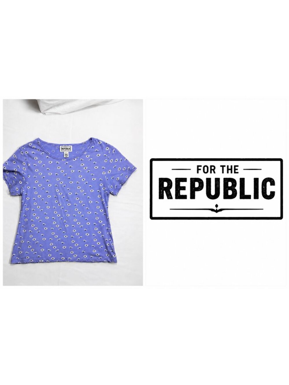 For the Republic Daisy Print Recycled Cotton Tee ~ Size Large